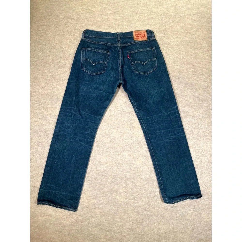 Vintage Levi's 501 Original Fit Jeans Men 34x30 Blue Whiskering Denim Button Fly